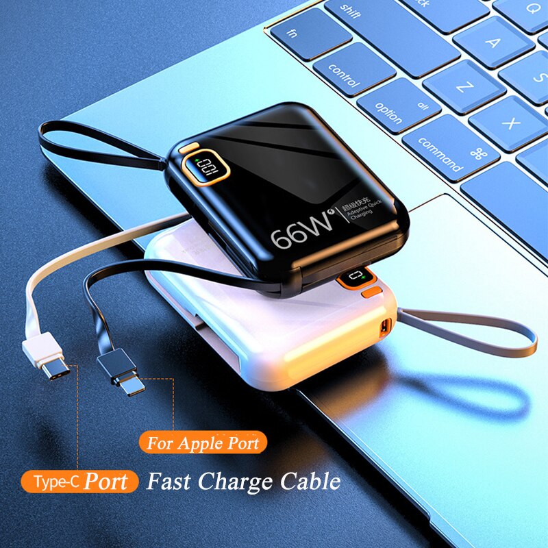 Portable Power Bank 10000mah PD20W Detachable USB to TYPE C Cable Two-way Fast Charger Mini Powerbank  for iPhone Xiaomi Samsung