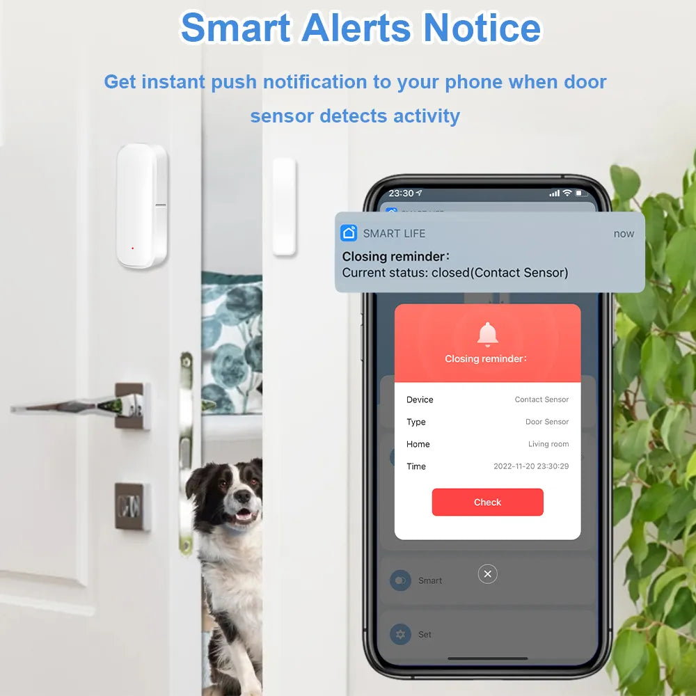 Tuya Smart ZigBee Door Window Contact Sensor Smart Home Wireless Door Detector Open/Close APP Remote Alarm Via Alexa Google Home
