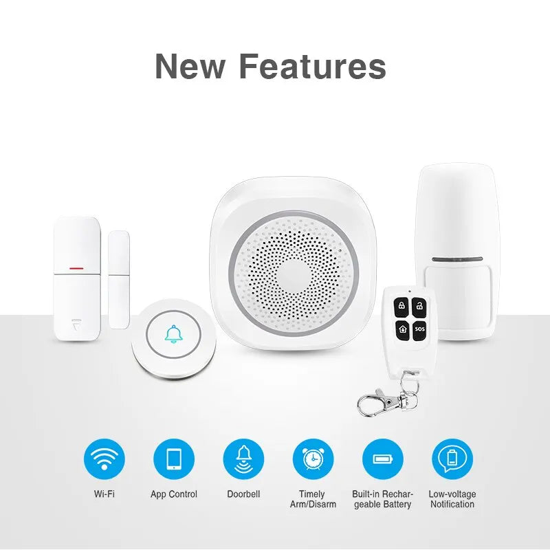 Smart Life Alarm System For Home WIFI Security Alarm Host With Door And Motion Sensor Tuya Smart App Control Work Alexa Google