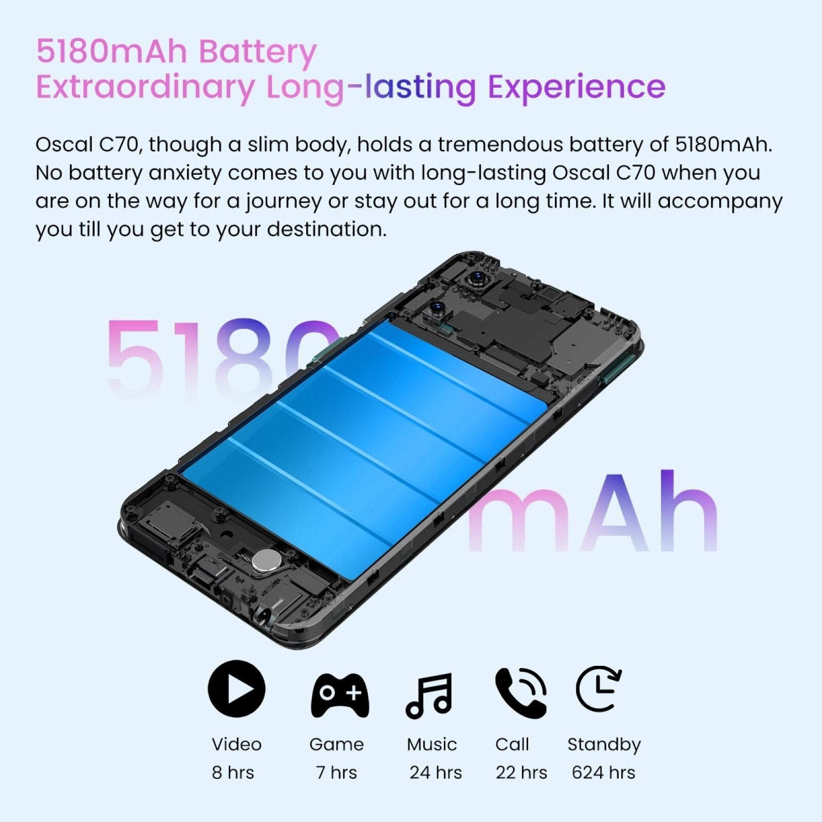 BLACKVIEW OSCAL C70 Smartphone 6.6" Waterdrop Screen Phone 6GB+128GB Octa Core 5180mAh Android 12 Mobile 50MP Camera Google Play