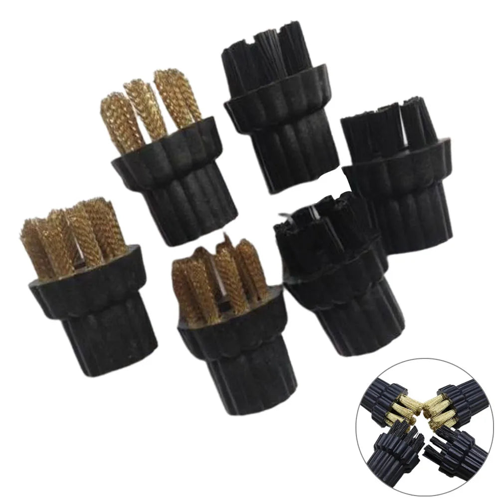 Fit For Steam Mop X5 Steam Cleaner Brush Brass Nylon 6pcs /set Components Head Spare Parts 6pcs/set Accessories