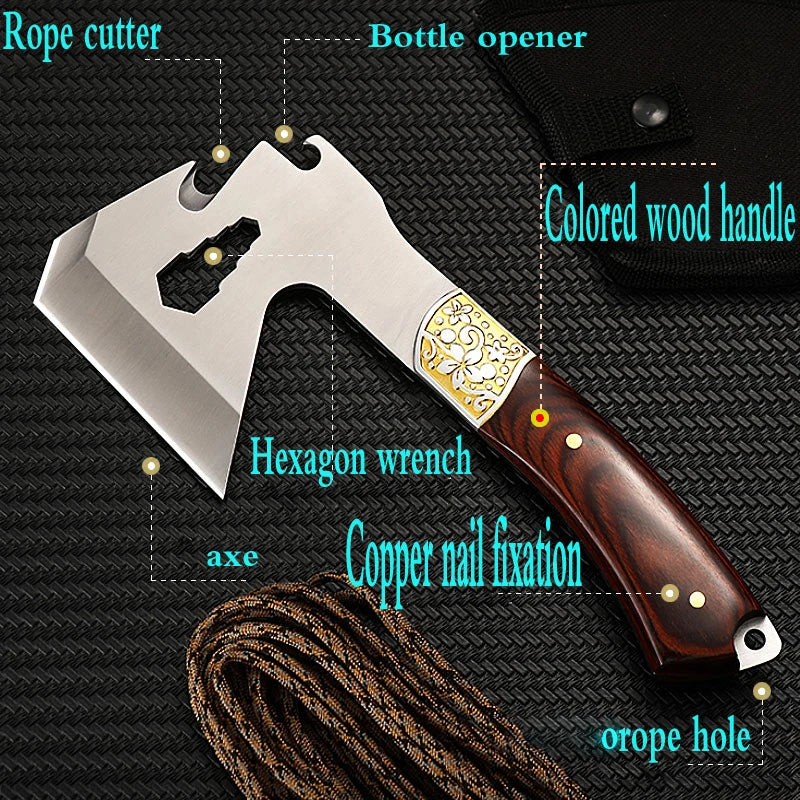 Outdoor Mountaineering Axe Camping Anti Height and Hardness Chopping Wood and Bones Multi functional Axe Emergency Multi purpose