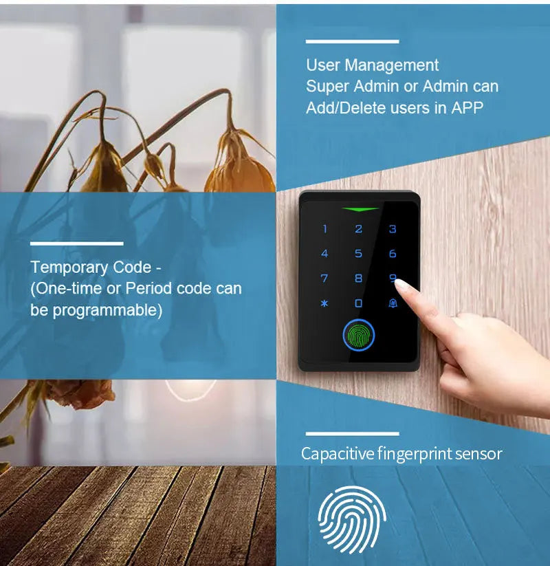 Tuya APP Fingerprint Door Lock IP66 Waterproof Keyless Fingerprint WIFI Access Control Standalone Keypad IC Card Door Entry