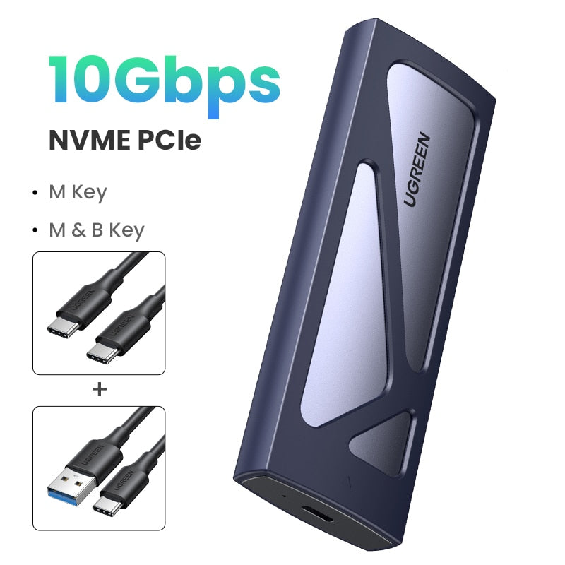 UGREEN M2 SSD Case M.2 NVMe PCIe 10Gbps USB C 3.2 Gen2  SSD Enclosure Tool-Free External  SSD Adapter Supports M and B&M Keys