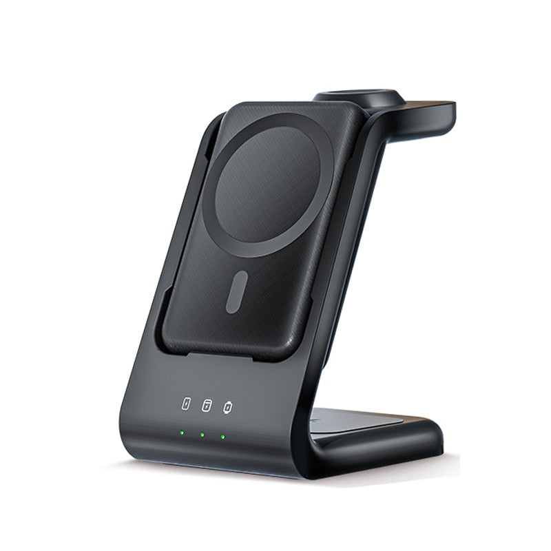 MacSafe 3 in1 5000mAh Power Bank 15W Magnetic Wireless Fast Charger Station For iPhone 14 13 12 Pro Max Apple Watch Ultra 8 7 6