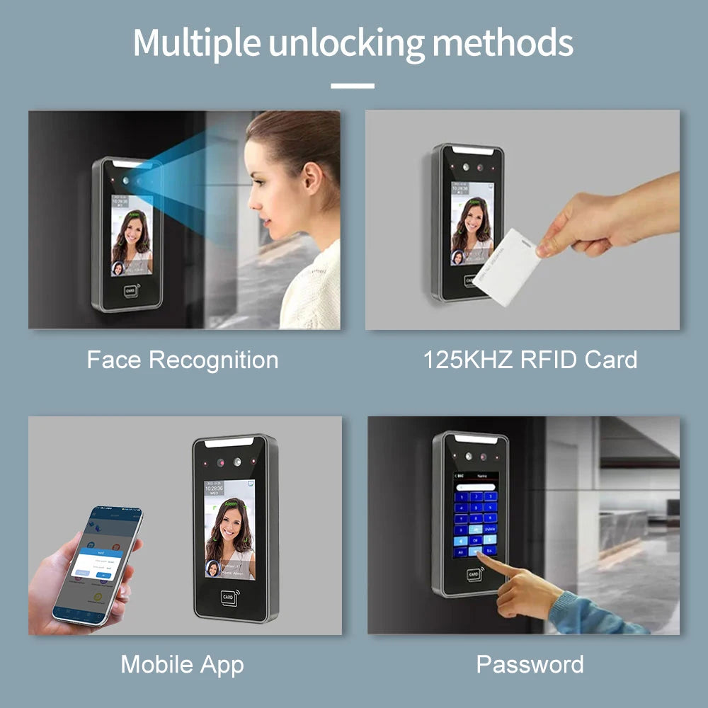 TCP/IP WiFi AI Facial Face Recognition Time Attendance Access Control Machine RFID Card Reader Electric Empolyee Recorder System