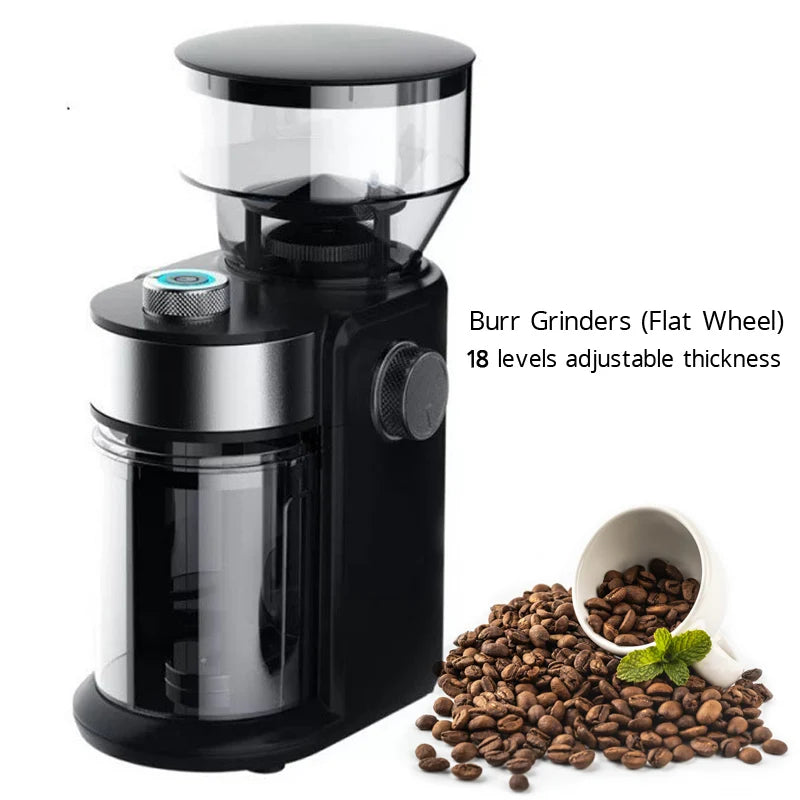 Coffee Automatic Burr Mill Coffee Grinder with 18 Levels Thickness Adjustable Grinders, Black