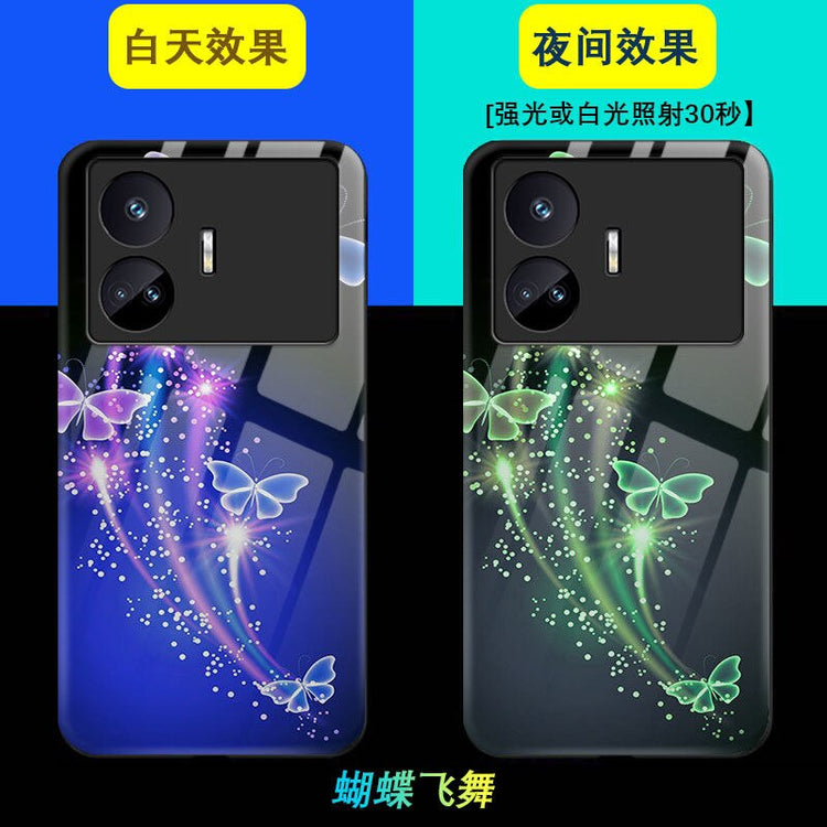 Phone Case For Realme GT Neo5 SE Case Luminous Tempered Glass Dark In Back Cover For Realme GT Neo5se Cover