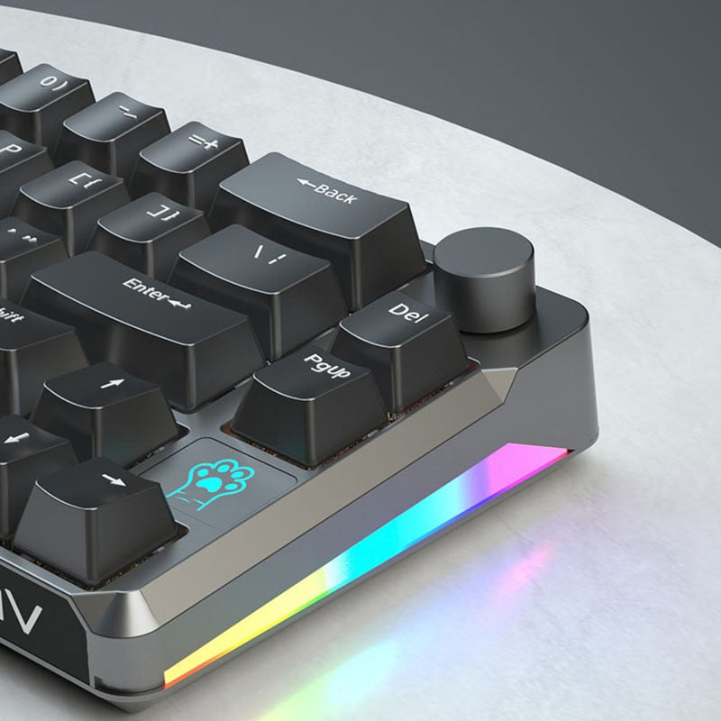 RGB Mechanical Keyboard 61/68 Key Portable Green/red/tea Switch Hot Swappable Wired Computer Laptop Office Game Esports