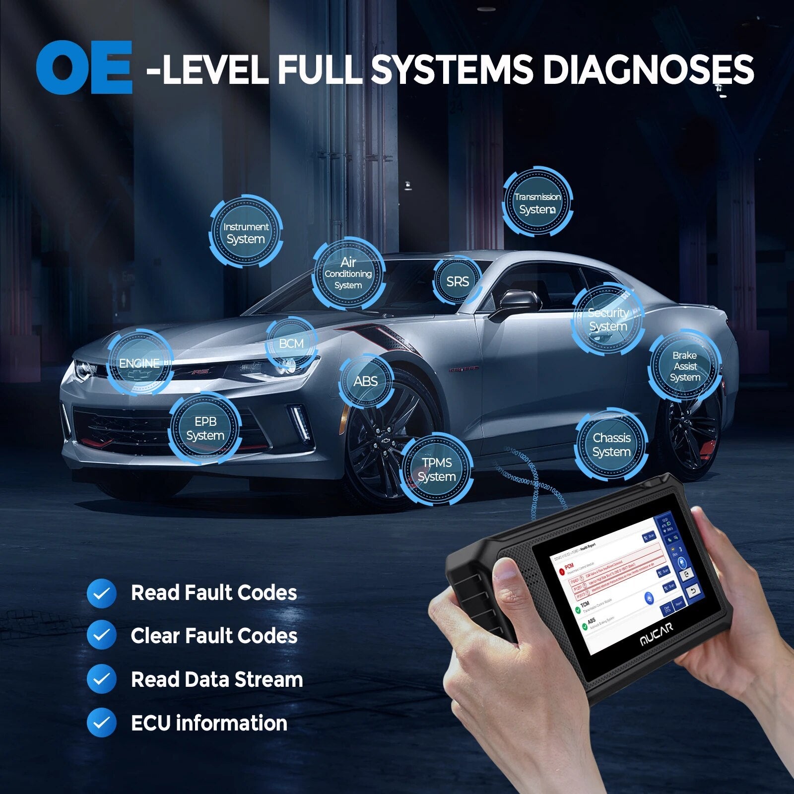 MUCAR VO6 OBD2 Scanner Auto Full System 28 Maintenance Reset WIFI Update Action Test Profession Car Diagnostics Tool