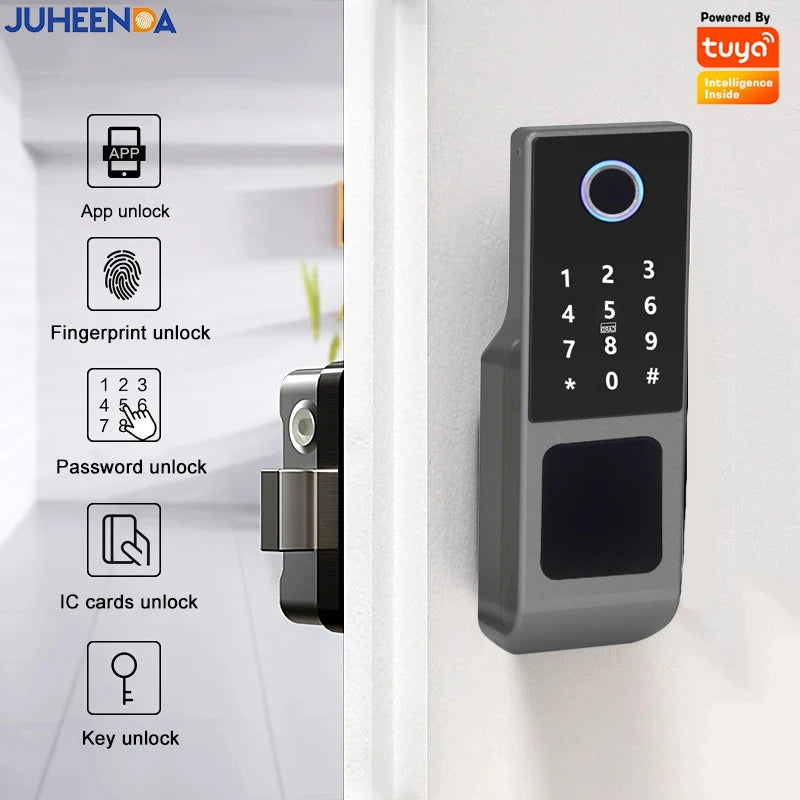 Fingerprint Door Lock TUYA WIFI Outdoor Waterproof Smart Lock With Remote Control Card Code Fechadura Eletronico Digital Lock