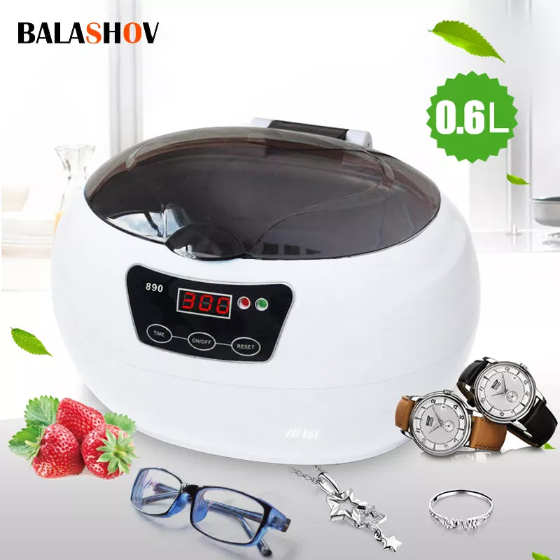 600ML Ultrasonic Cleaner Bath Timer for Jewelry Glasses Dental Razor Brush Sonic Vibration Washing Machine Ultrasound Cleaner