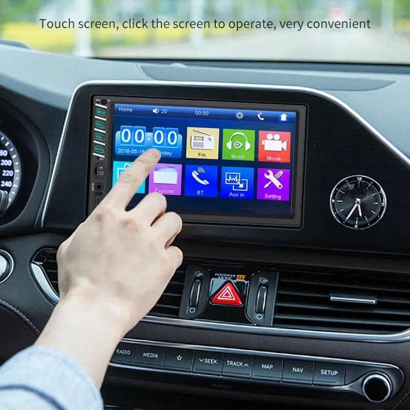 7Inch Touch HD Screen Carplay MP5 Player Car Multimedia Stereo Carplay Android Auto Radio USB BT TF Card 12LED HD Reverse Camera