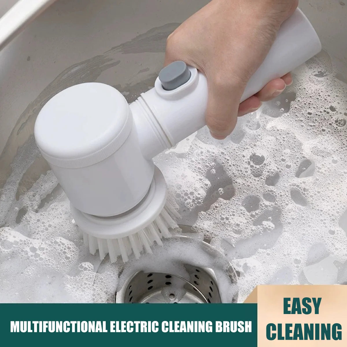 Electric Cleaning Brush Spin Scrubber with 3/5 Brush Heads Reusable IPX7 Waterproof 360° Rotating Household Cleaning Tools