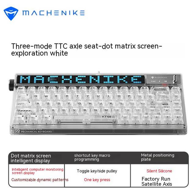 Machenike KT68 Pro Mechanical Keyboard Dynamic Smart Screen Rgb Backlit Hot Swap 68 Keys Gaming Keyboard Twist switch Three Mode