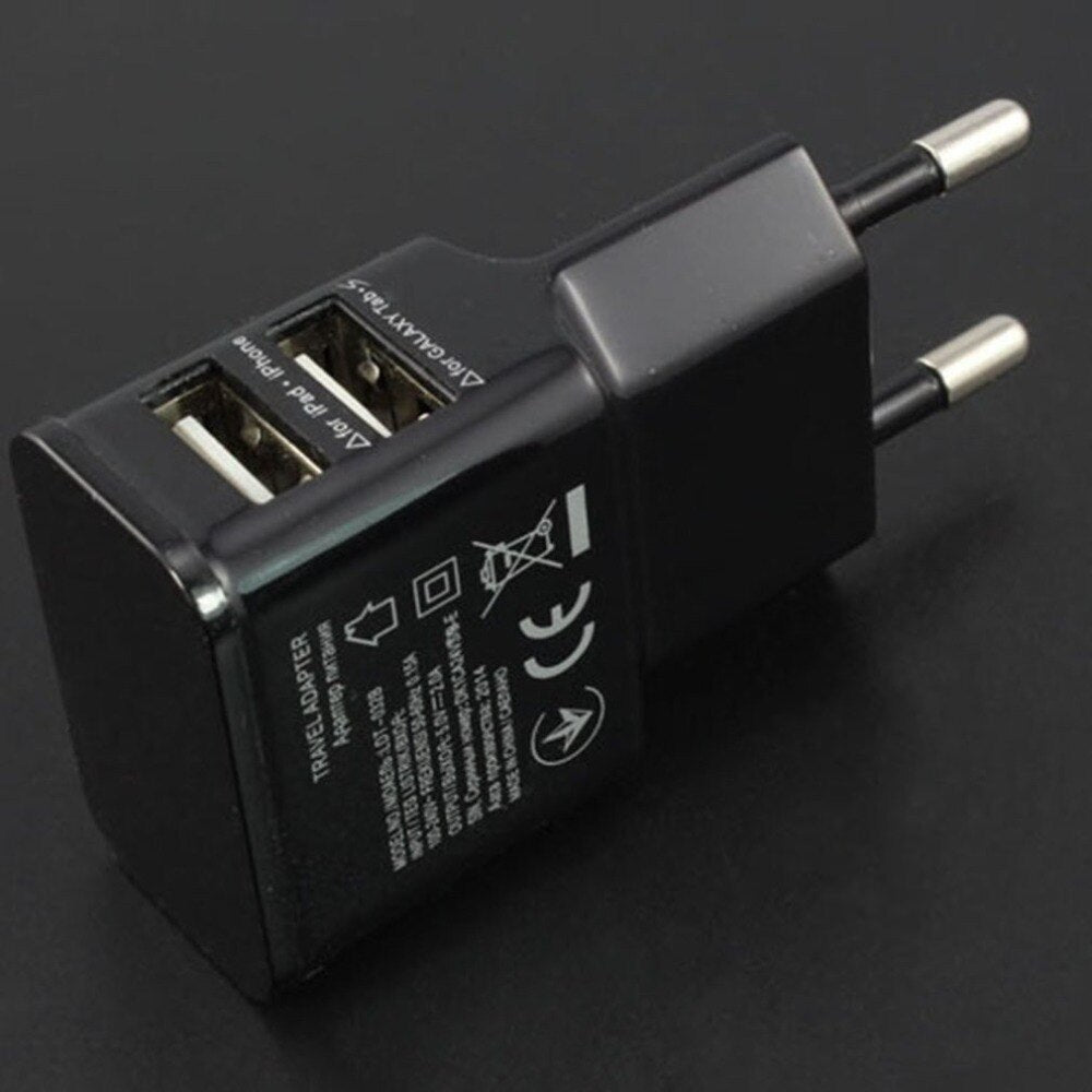 EU Plug 5V Dual USB Universal Mobile Phone Chargers Travel Power Charger Adapter Plug for For iPhone Samsung Xiaomi Huawei