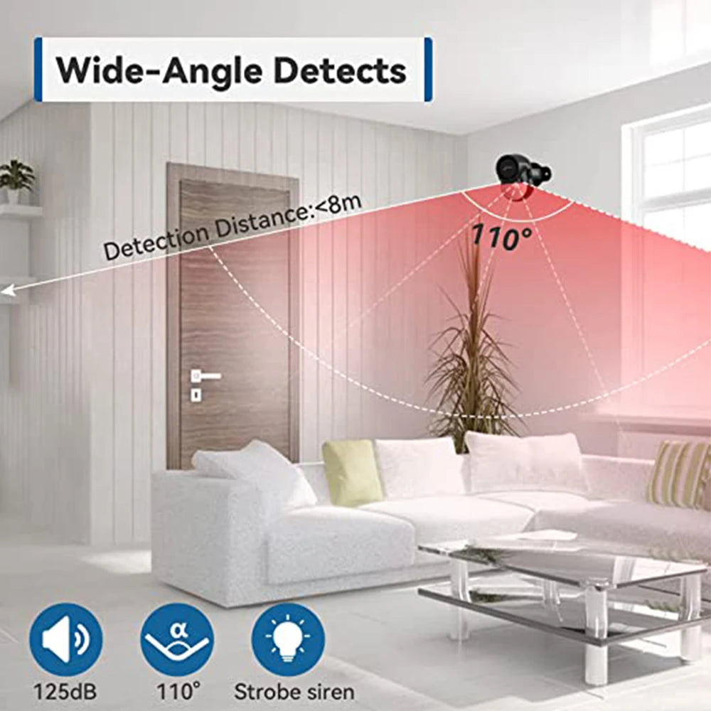 Motion Sensor Alarm with Remote Control, Indoor Wireless Infrared Security Motion Detector with Siren (125dB, 3*AA Batteries)