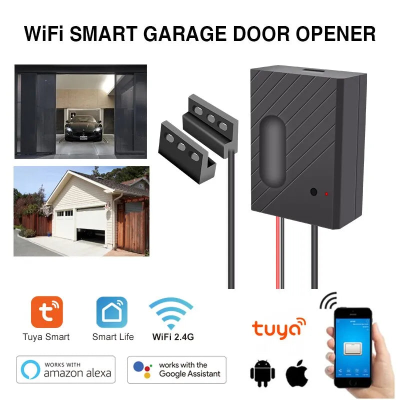 Smart WiFi Garage Door Opener Remote Tuya Smart Life App Control Work with Alexa and Google Assistant No Hub Needed