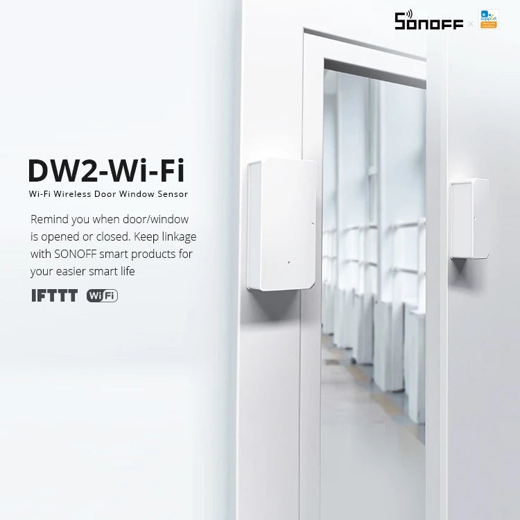 SONOFF DW2 Wifi Wireless Door Window Sensor Smart Home Security System Home Kits Detector Via Ewelink App Notification Alerts