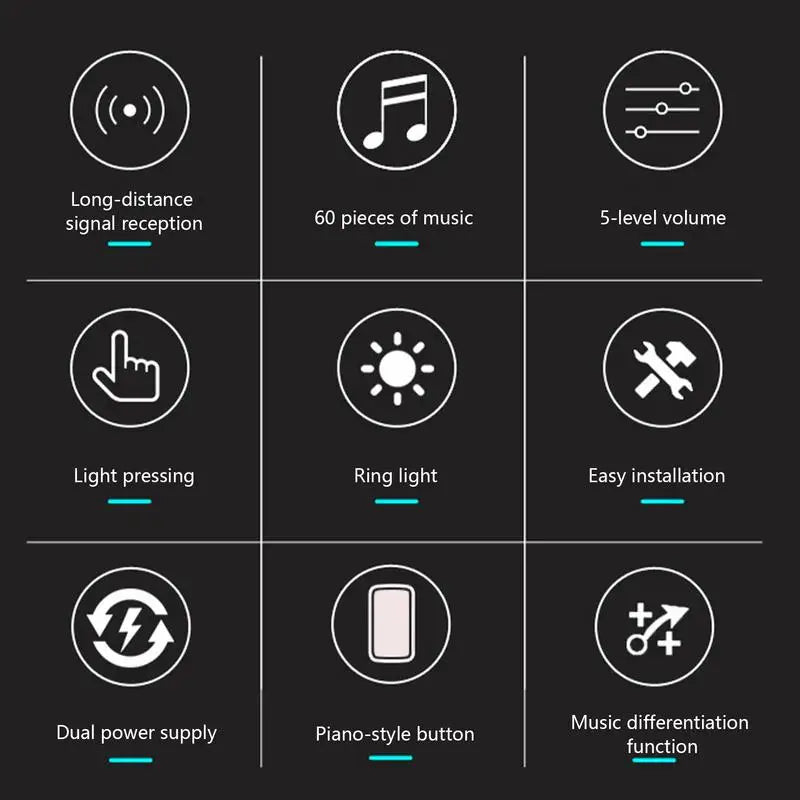 Outdoor Wireless Doorbell Waterproof House Chime Kit Remote Home Garden Remote 60 Songs Door Bell