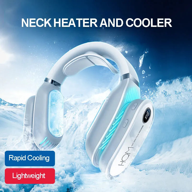 Portable Fan Mini Hanging Cooling Neck Fan Massager Cooler Heater Portable Air Conditioner Leafless Wireless Hot and Cold