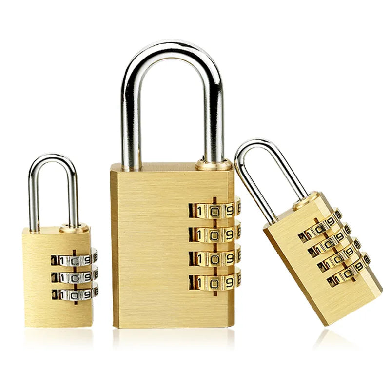 High Quality Padlock Solid Brass Lock Digit Combination Password Secret Code for Gym Outdoor Locker Case Copper Stainless Steel