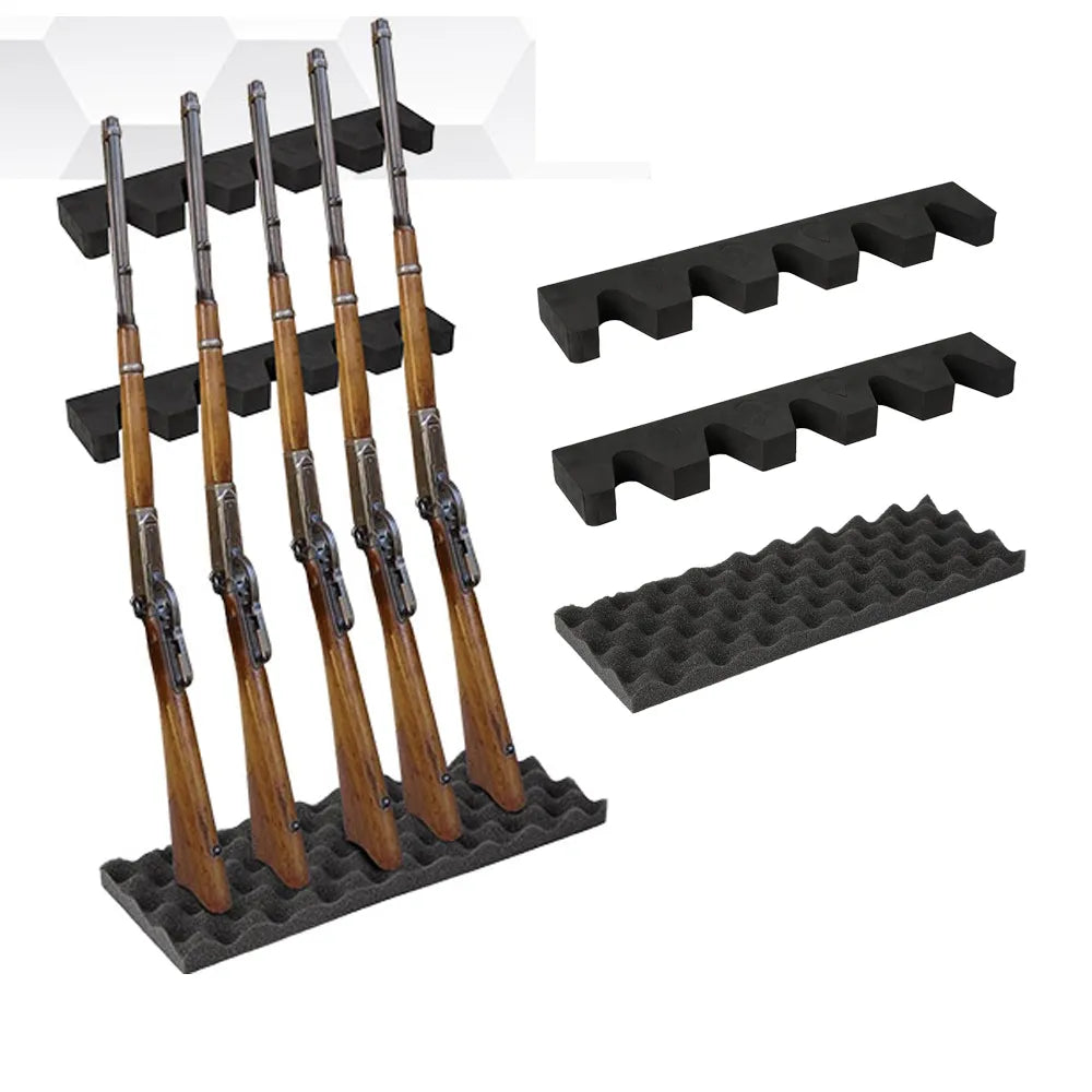 5 Guns Foam Gun Rack Hunting Gun Safe Accessory for Gun Storage Rifles Shotguns Wall Mount Gun Holder with Magnetic Strip + Hook