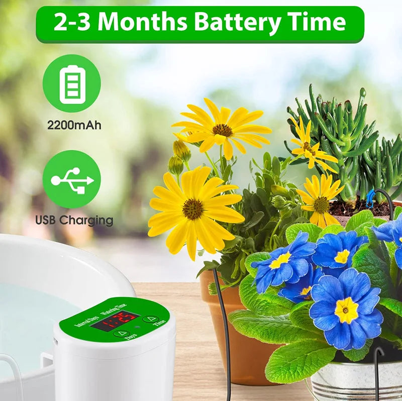 Pump Intelligent Drip Irrigation Water Pump Timer System Garden Automatic Watering Device Solar Energy ChargingPotted Plant