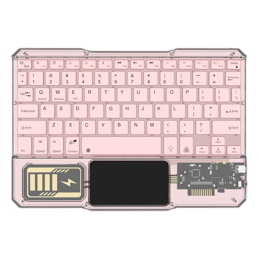 Transparent RGB Bluetooth Keyboard with Touchpad Rechargeable Wireless Keyboard for Pad Android iOS Windows Tablet