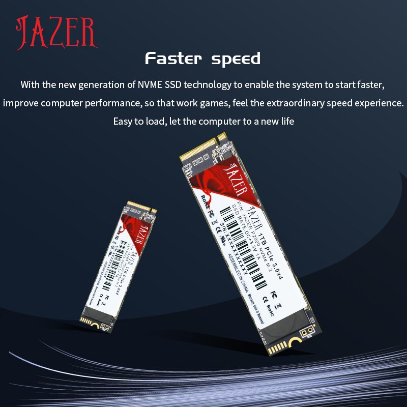 JAZER M.2 NVMe PCIe3.0 Ssd Hard Disk 256GB 512GB 1T 2T M.2 NVMe SSD Internal Hdd Solid State Drive For Desktop PC Laptop