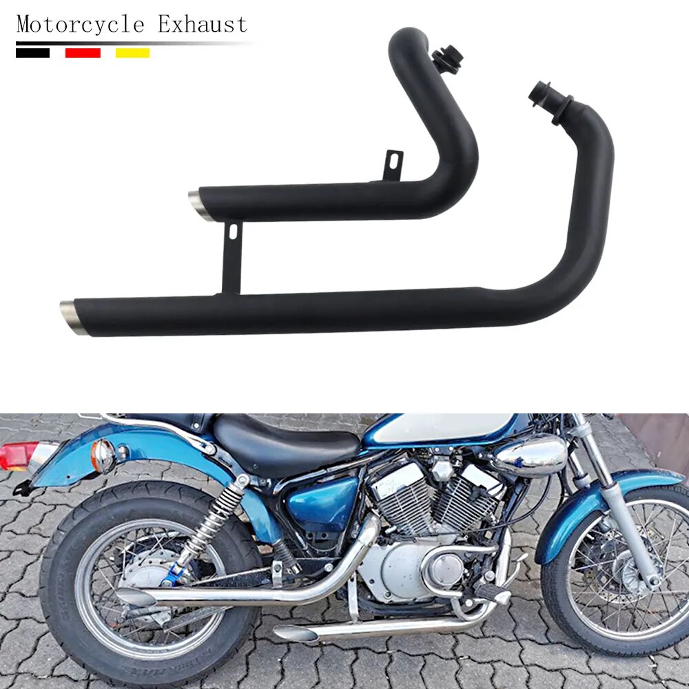 Motorcycle Slash Cut Exhaust Pipe With Muffler Exhaust System Silencers Chrome For Yamaha Virago 125 V Star XV 250 XV 125