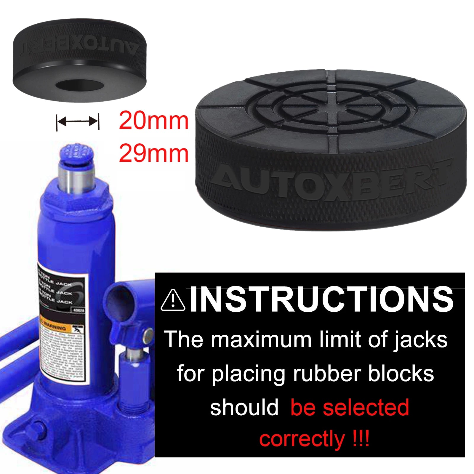 Rubber Bottle Jack Pad Protector Adapter Car Jacking Tool Pinch Weld Side Lifting Disk 20mm 29mm Hole 2/5 - 8t Bottle Jacks New