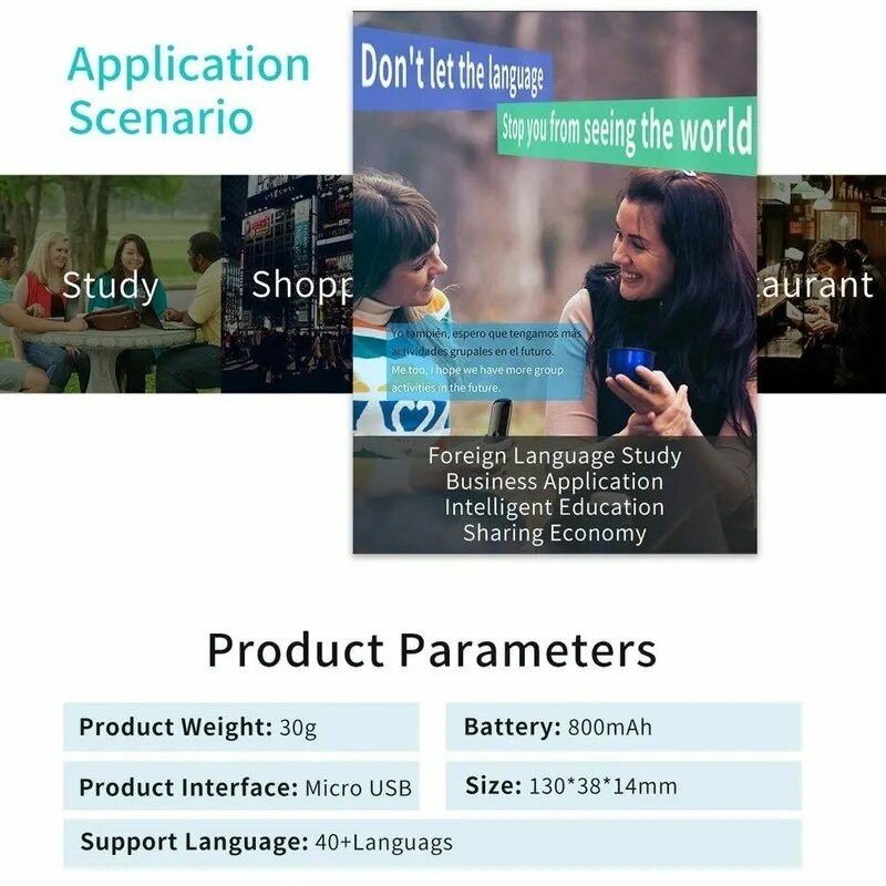 2023 G5 Voice Translator 40 Languages Multi Languages Instant Translated Wireless 2 Way Real Time Translate APP Bluetooth Device