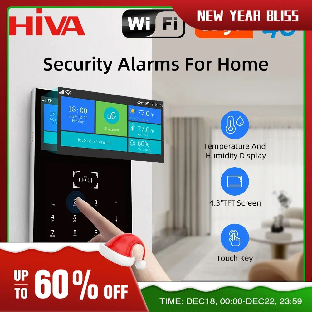 HIVA 4G PG109 Super Large Screen Smart Alarm Set Wifi GSM Wireless Connection Doodle APP Can Connect The Camera Infrared Sensing