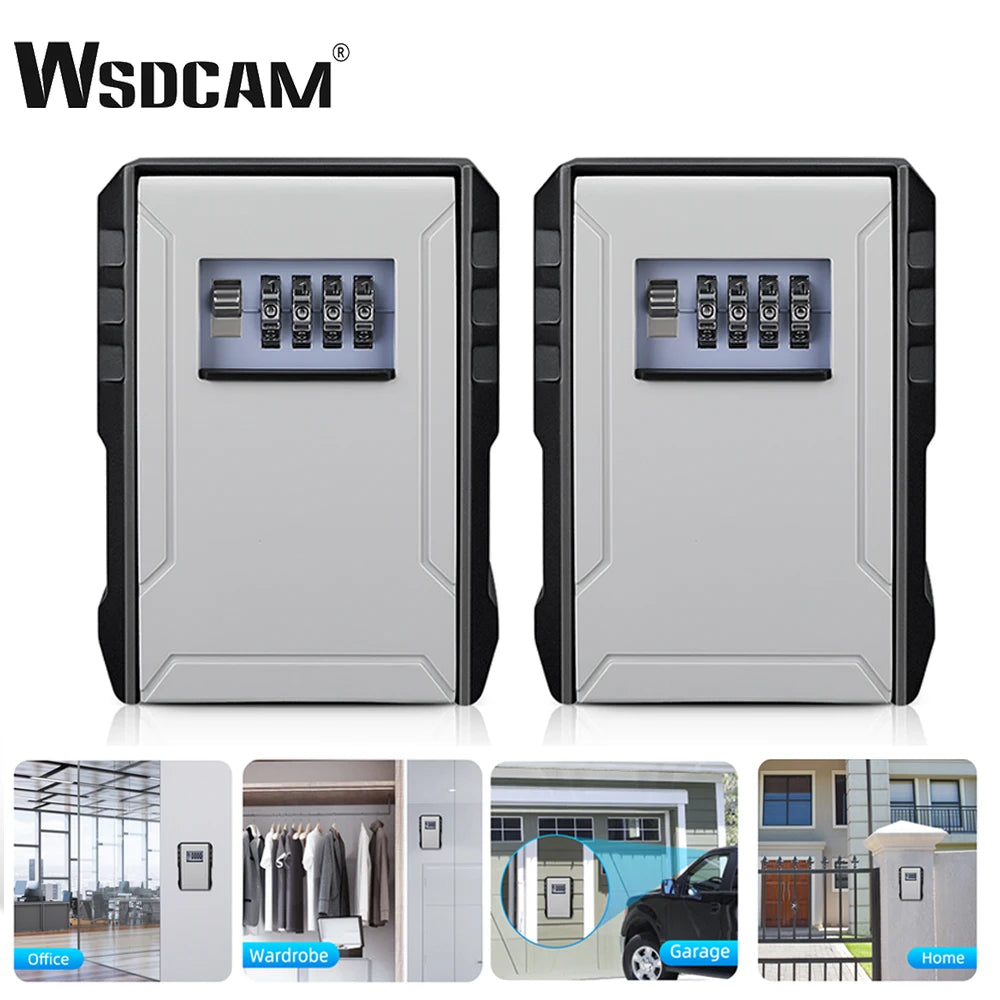 Wsdcam Zinc Alloy Key Safe Box 4 Digit Combination Key Storage Box Wall Mounted Key Organizer For Home Office