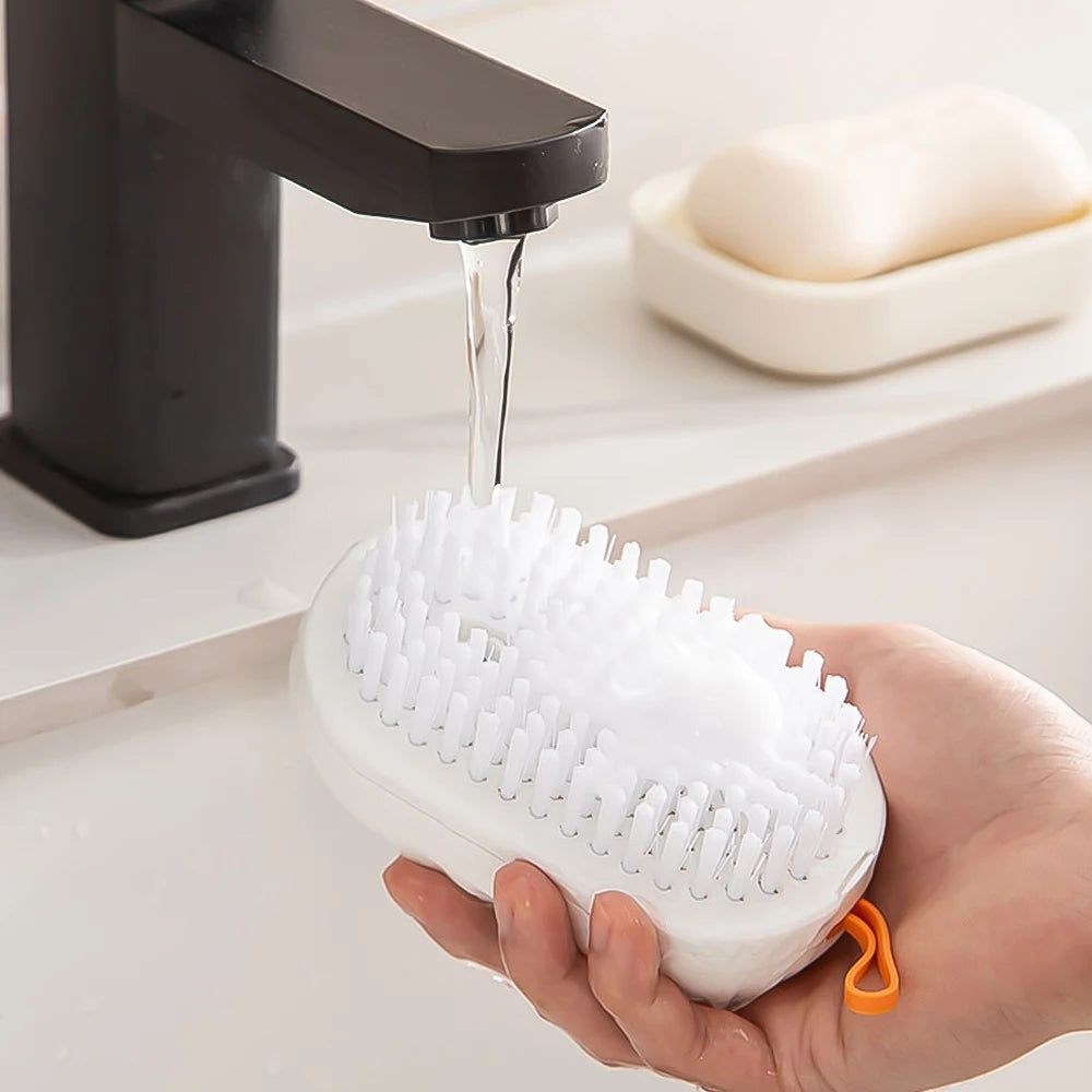 Multifunction Cleaning Brush With Soap Dispenser Soft Bristled Shoe Brush Long Handle Clothes Cleaner Household Cleaning Tools
