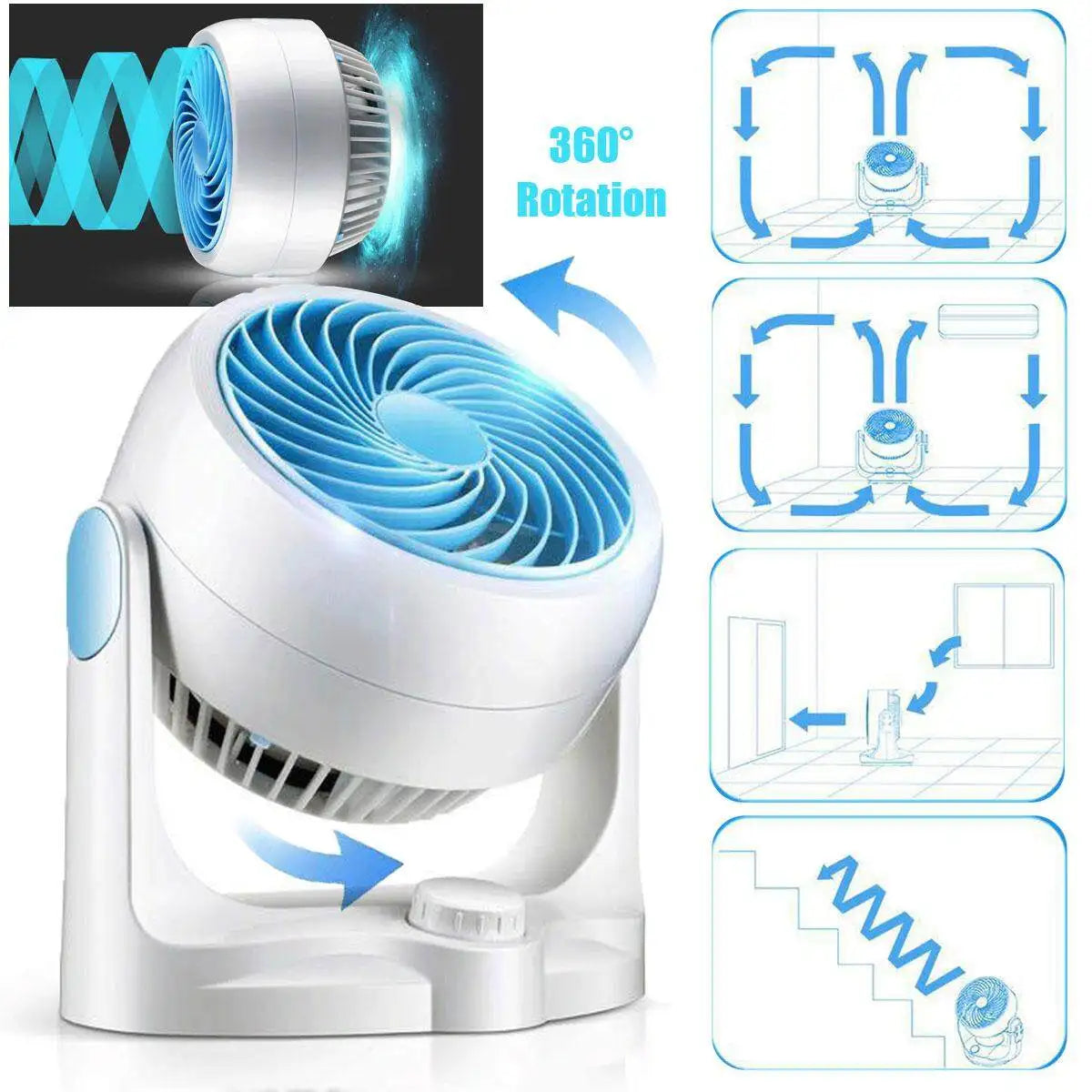 New 3 Speed Air Circulation Desktop Mini Electric Fan Air Convection Air Circulator Turbo Low Noise Cooler Fan for Office Home