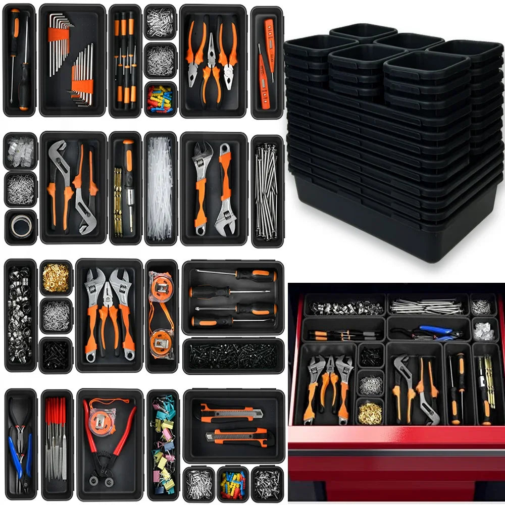 8/16/32pcs Drawer Organization Tool Box Organizer Tray Dividers Set Workbench Cabinet Bins Tool Chest Garage Hardware Tool Tray