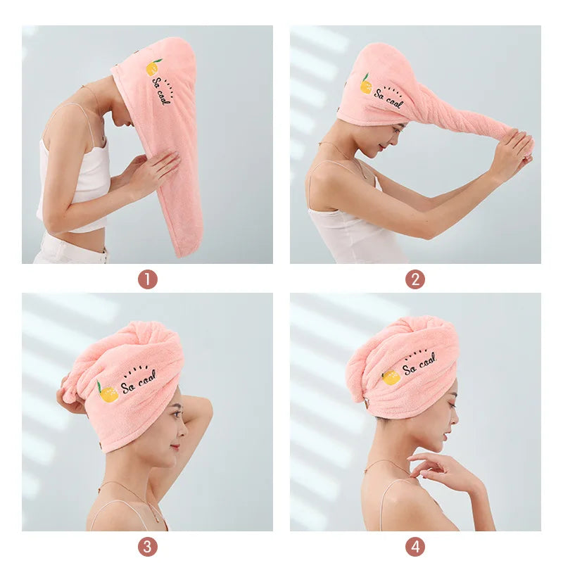Fleece Embroidery Hair Drying Cap Towel Dry Turban Soft Quick Dry Magic Shower Cap Bath Hats For Women Girls