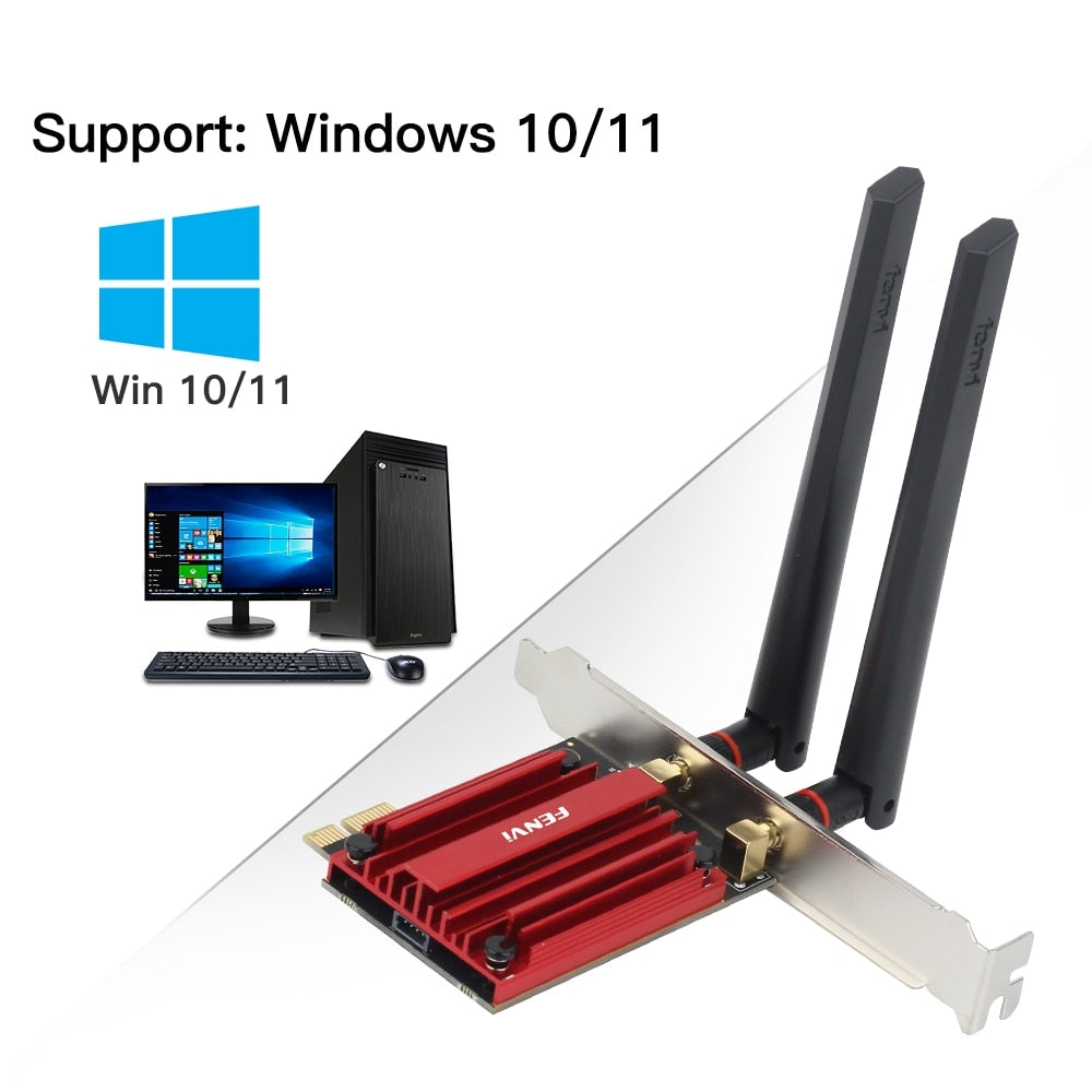 WiFi 6E AX210 5374Mbps Tri Band 2.4G/5G/6Ghz Wireless PCIE Adapter Compatible Bluetooth 5.3 Network WiFi Card For PC Win 10/11