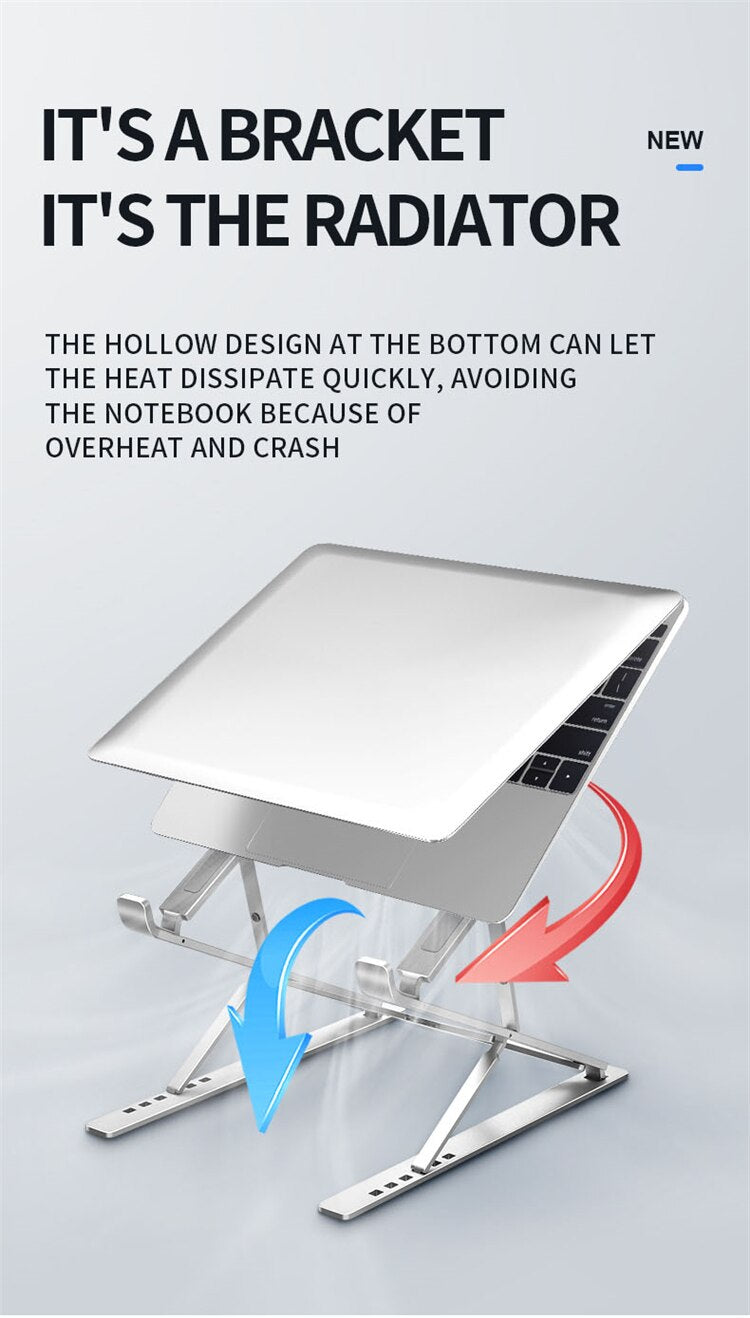 Aluminum 9 Levels Double Adjustable Height Vertical Folding Raised Layer Laptop Stand For iPad MAC Book