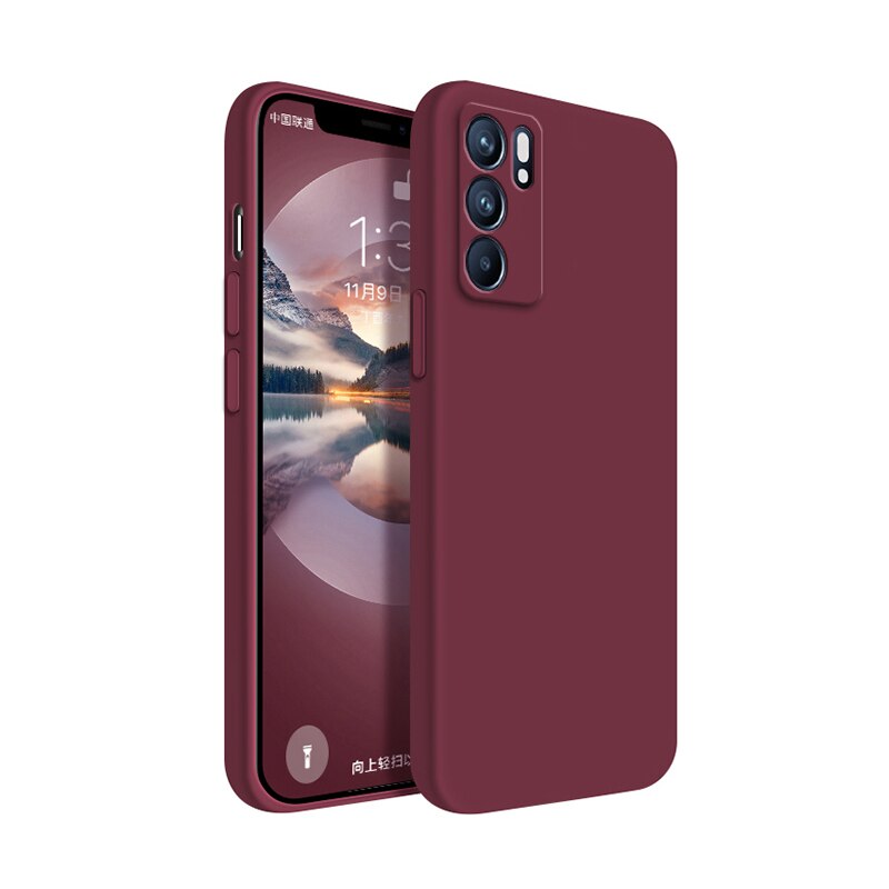 Square Liquid Silicone Case for OPPO Reno 6 Pro Plus Ultra Thin Protect Funda Reno6 6Pro ProPlus 5G Original Phone Cover Classic