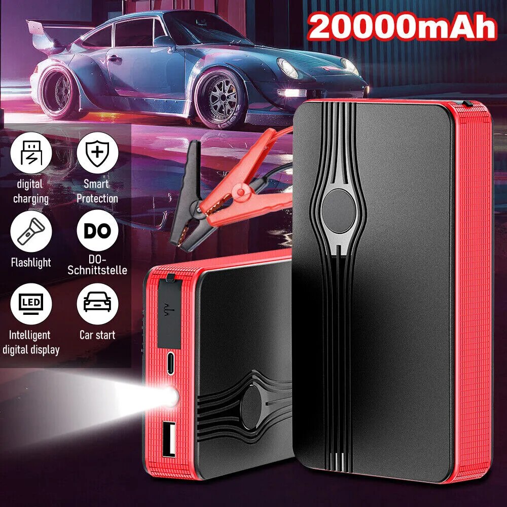 Car Jump Starter 600A Car Battery Starting Tool Car 12V Battery Boost Charger Power Bank 20000mAh Emergency Start Device