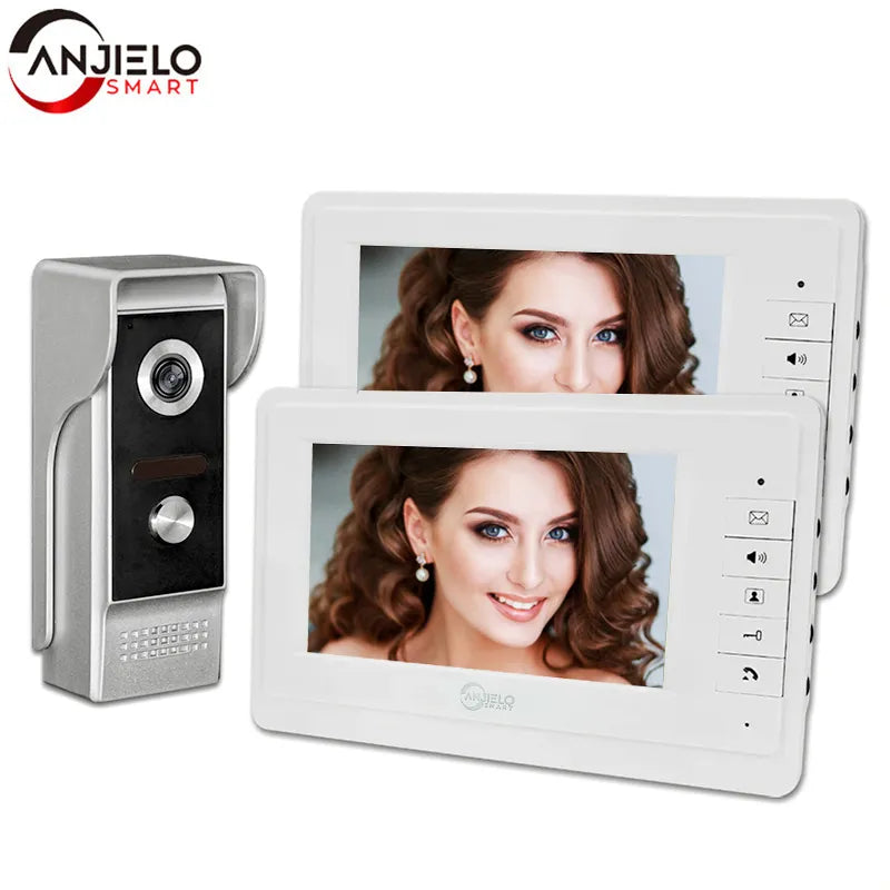 Anjielosmart 7 Inch Wired  Video Intercom With Camera Doorbell Waterproof Apartment Security Protection Private Residential