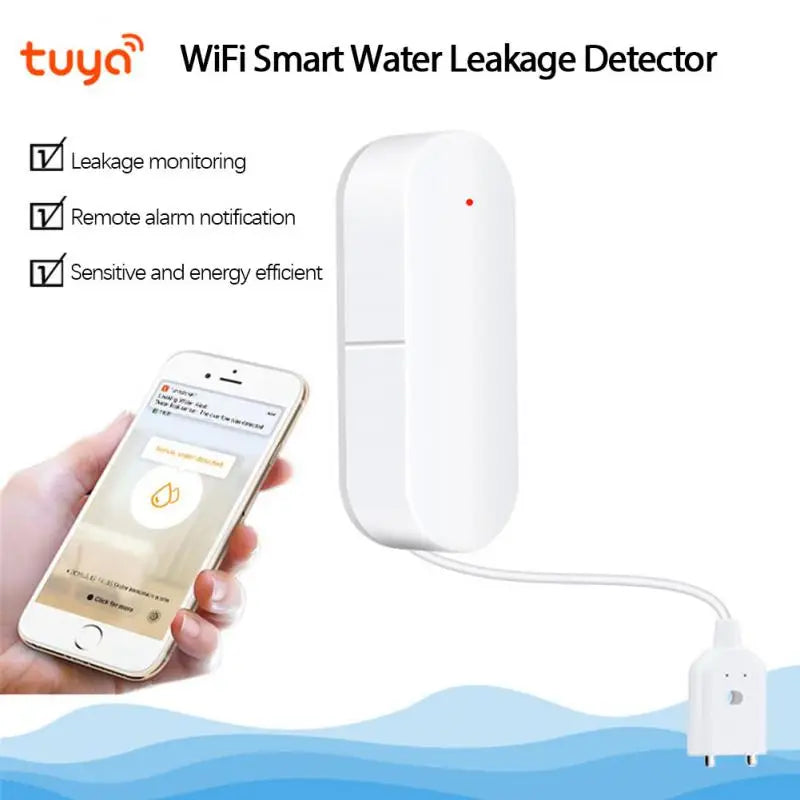 Tuya WiFi Smart Water Detector Leakage Alarm Detector Water Level Alarm Household Overflow Security Alarm Smart Life APP Control