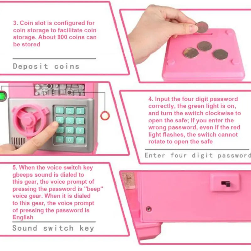 1/2PCS Electronic Password Money Box Code Key Lock Piggy Bank Automatic Coins Cash Saving Money Box Counter Mini Safe Box Child