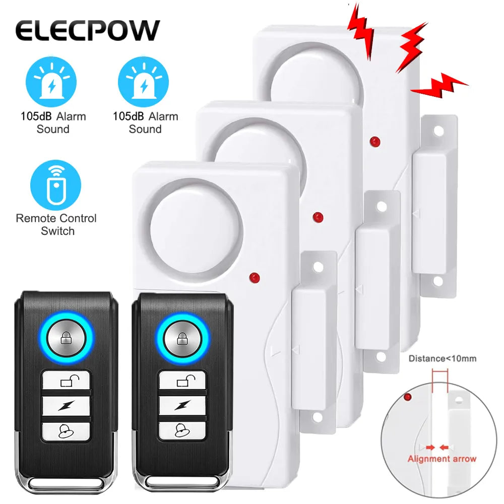 Elecpow Door Window Burglar Alarm Sensor Wireless Remote Control Anti-Theft Alarm System Kit Home Security Door Open Detectors