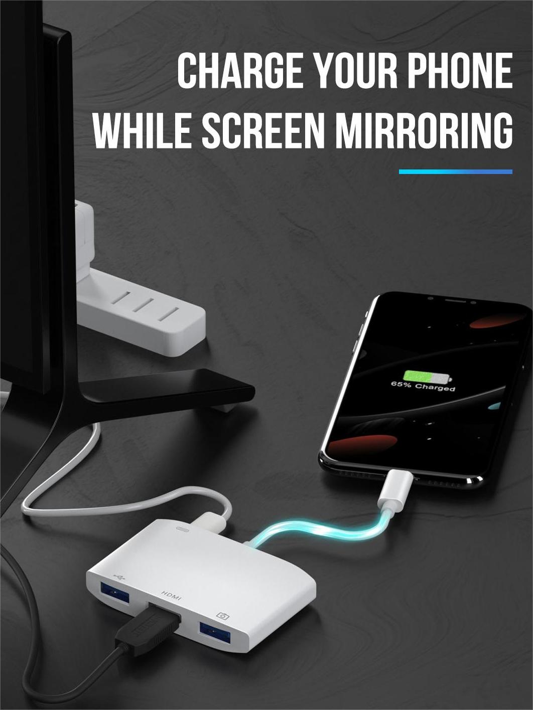 Lemorele Lightning TO USB OTG Converter Adapter for iPhone Mouse Keyboard Charging U Disk Camera CardReader Data Converter Iphon