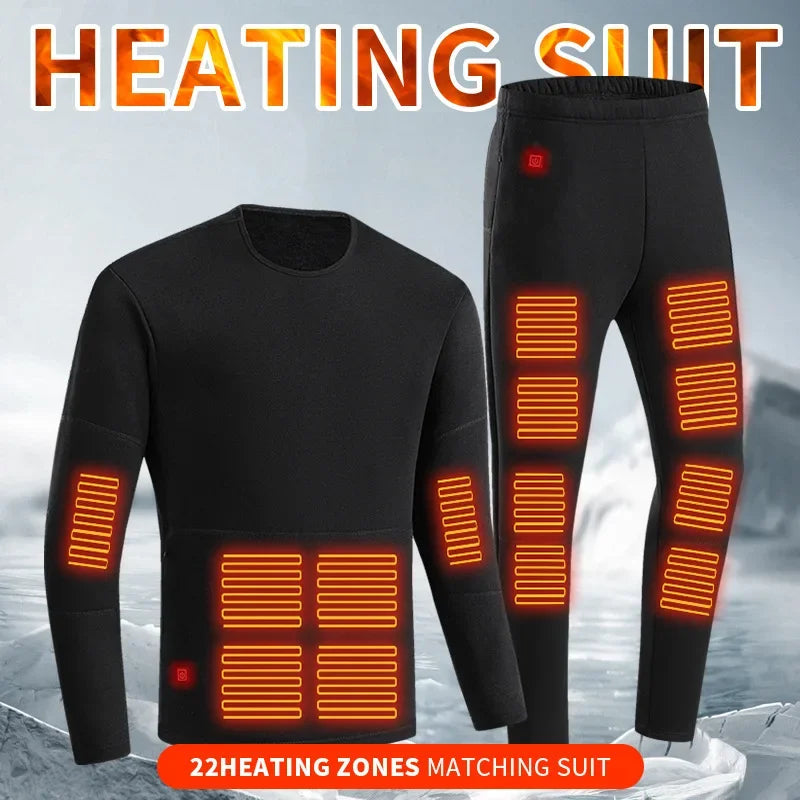 Winter Heated Vest Motorcycle Jacket for Men Womens 21 Areas Fleece Thermal Long Johns Tops Pants Heating Warmer Vest Jacket