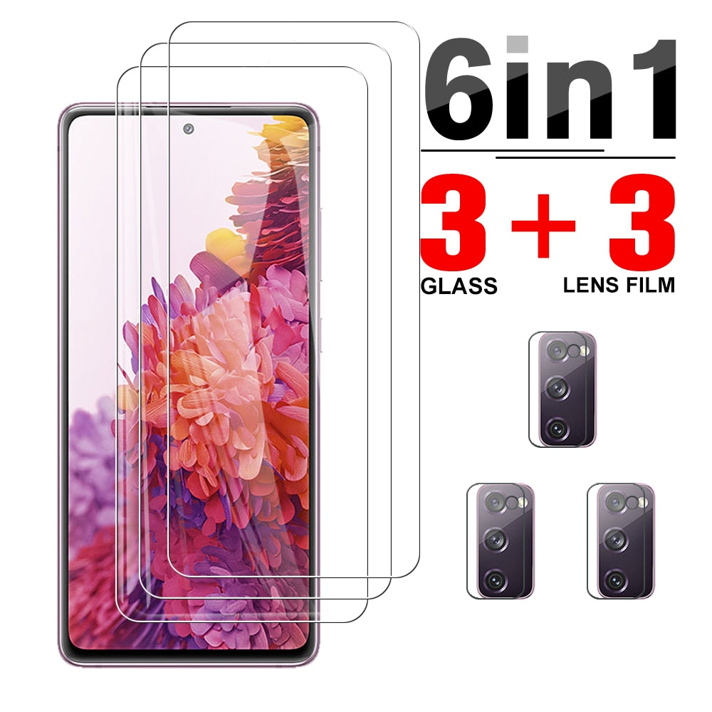 6 IN 1 Tempered Glass For Samsung Galaxy S20 FE s20fe S 20FE 5G Front Screen Protector and Back Camera Lens Films Full Protect